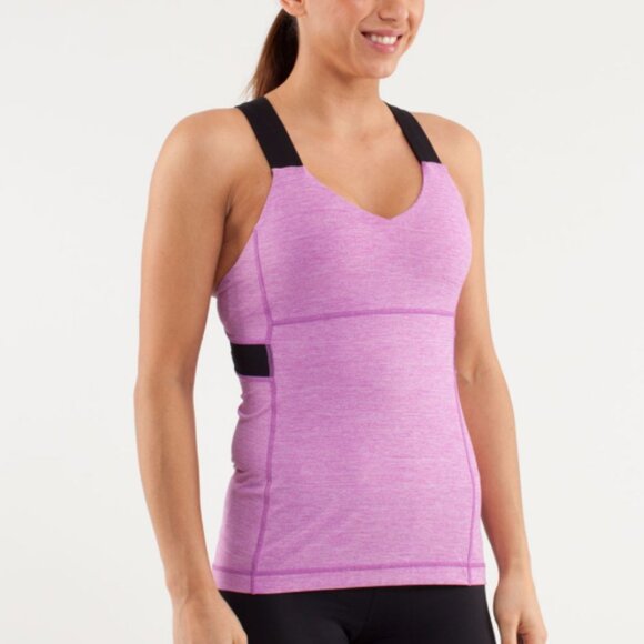 lululemon athletica Tops - Lululemon Push Your Limits Tank Heathered Ultra Violet / Black Size 8